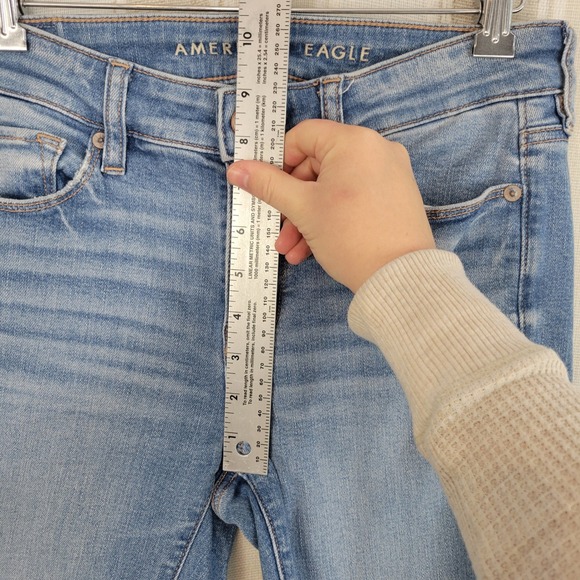American Eagle Stretch Real Good High Rise Skinny Kick Jeans Blue Size 4 Long - Picture 5 of 12